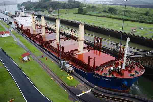 Panama City tours, panama tours, panama canal cargo ship in locks